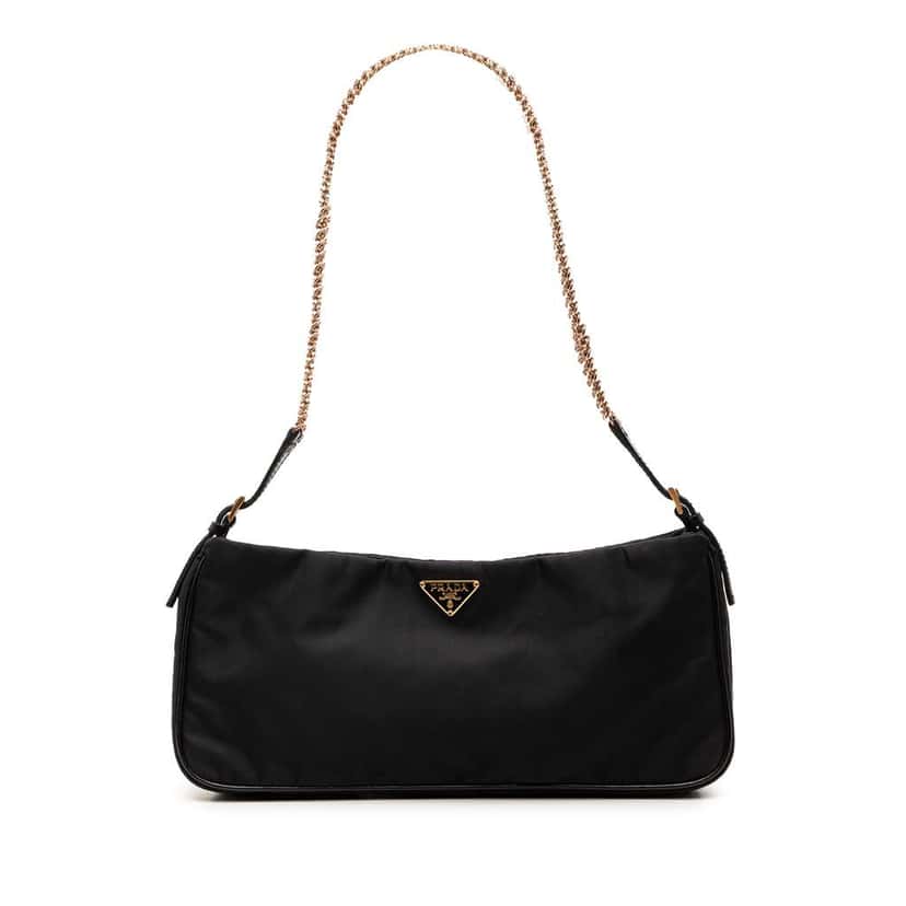 Prada Tessuto Chain Shoulder Bag Black Very good condition - Front View