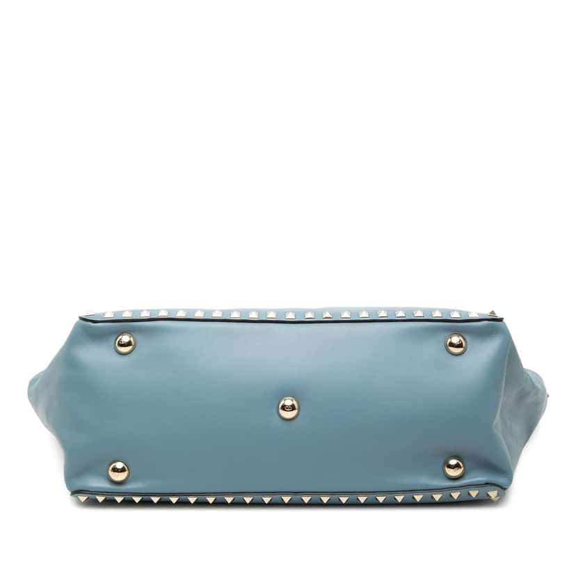 Valentino Medium Leather Rockstud Trapeze Satchel Blue Leather Very good condition - Inside View