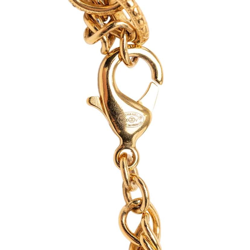 Chanel CC Gold Plated 31 Rue Cambon Dog Tag Pendant Necklace Gold Metal Very good condition - Box View