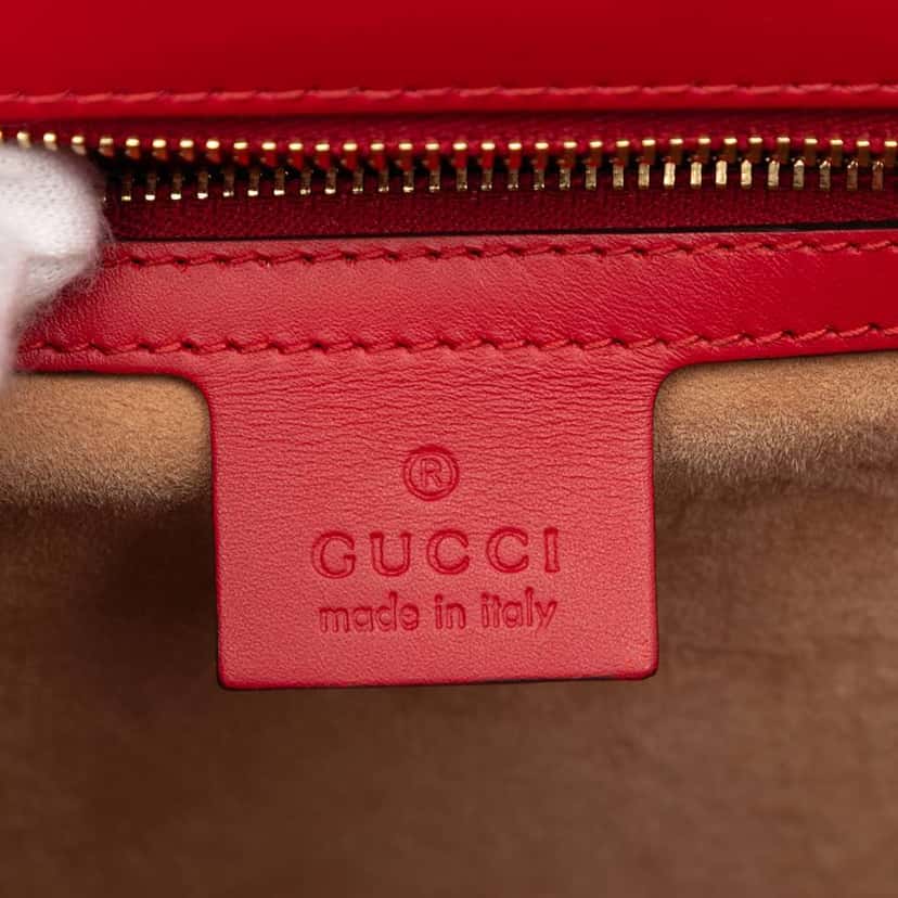 Gucci Medium Leather Web Sylvie Top Handle Bag Red Leather Very good condition - Box View
