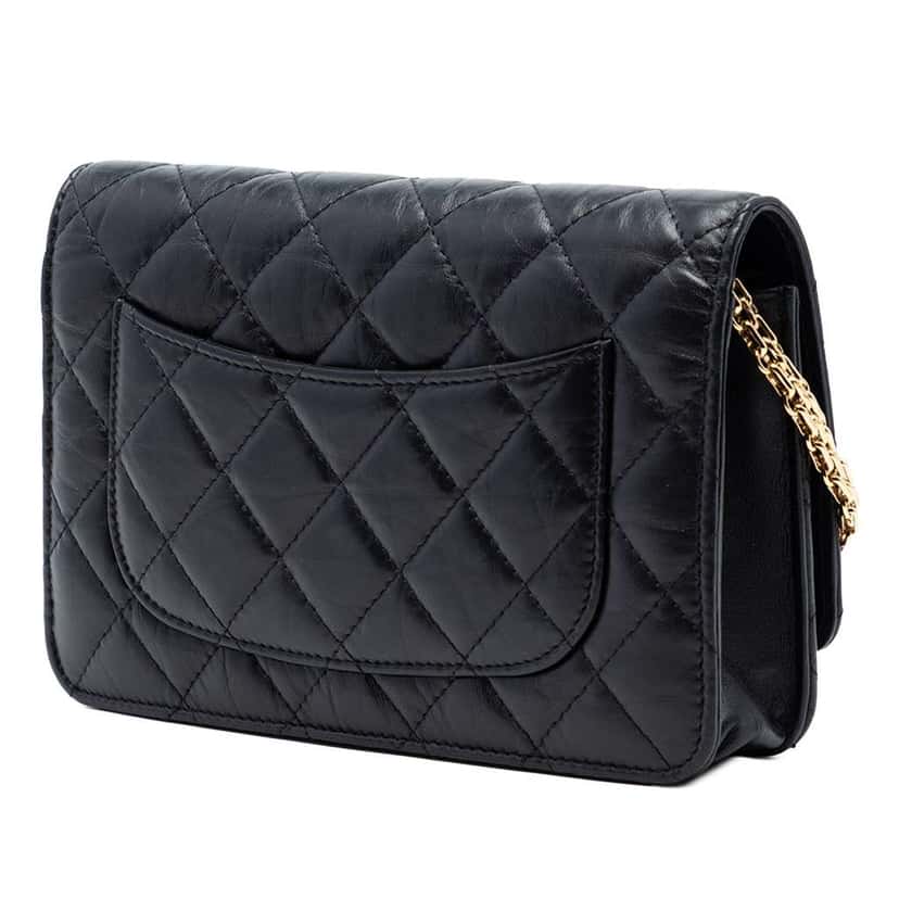 Chanel Quilted Aged Calfskin Reissue 2.55 Wallet on Chain Black Leather Very good condition - Back View