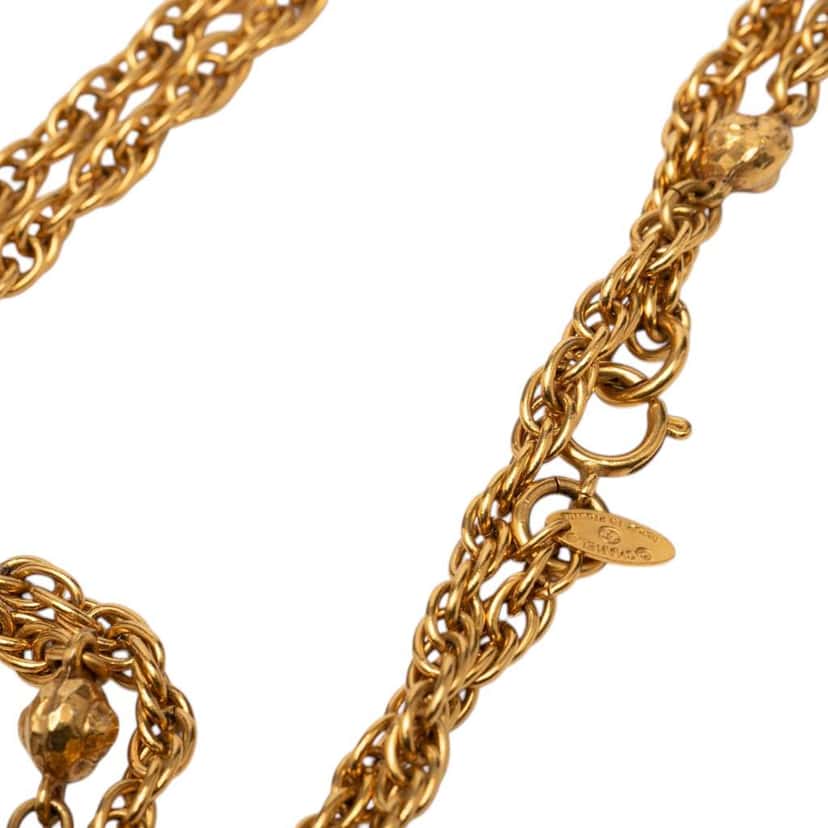 Chanel CC Gold Plated Station Chain Long Necklace Gold Metal Very good condition - Inside View