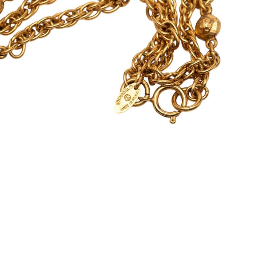 Chanel CC Gold Plated Station Chain Long Necklace Gold Metal Very good condition - Model View