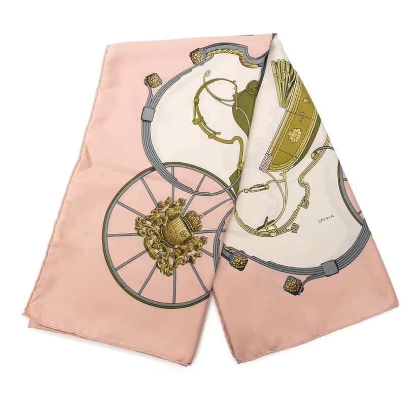 Hermès Springs Silk Scarf 90 Pink Silk Very good condition - Front View