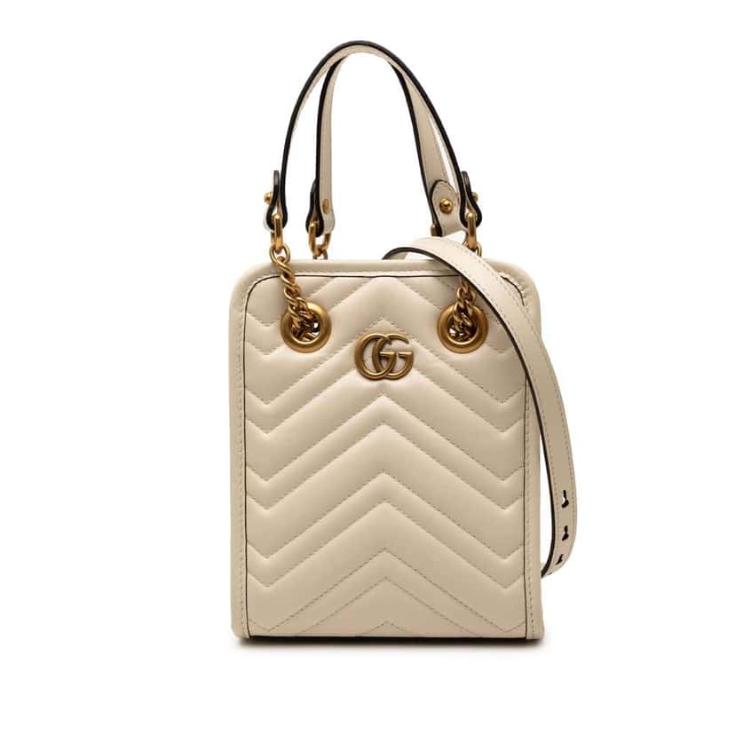 Gucci Mini GG Marmont Matelasse Leather Satchel Brown Leather Very good condition - Front View