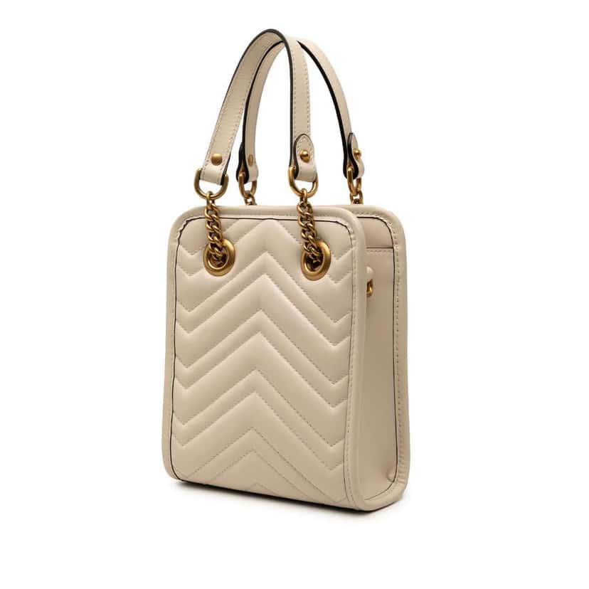 Gucci Mini GG Marmont Matelasse Leather Satchel Brown Leather Very good condition - Back View