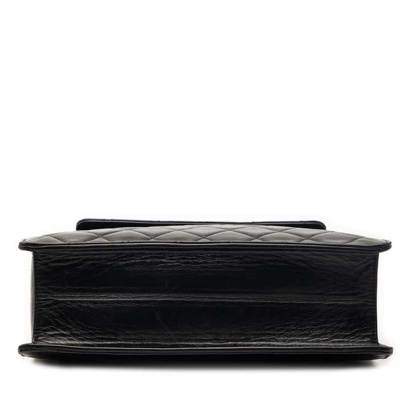 Chanel CC Quilted Lambskin Square Flap Black Leather Good condition - Inside View