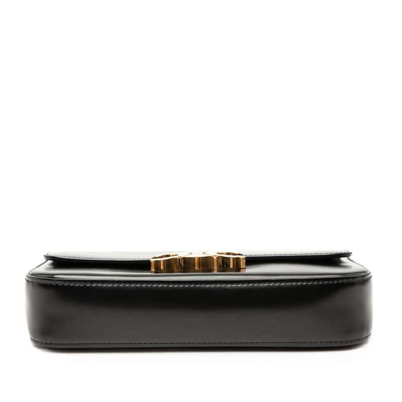 Celine Shiny Calfskin Claude Chain Shoulder Bag Black Leather Very good condition - Inside View