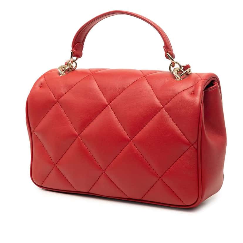 Chanel Small Lambskin Easy Carry Flap Red Leather Very good condition - Back View
