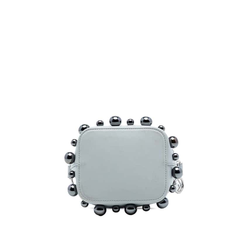 Fendi Mini Leather Pearl Mon Tresor Bucket Bag Grey Leather Very good condition - Inside View