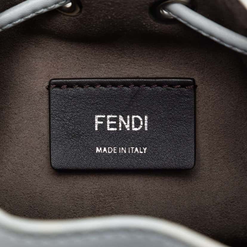 Fendi Mini Leather Pearl Mon Tresor Bucket Bag Grey Leather Very good condition - Box View