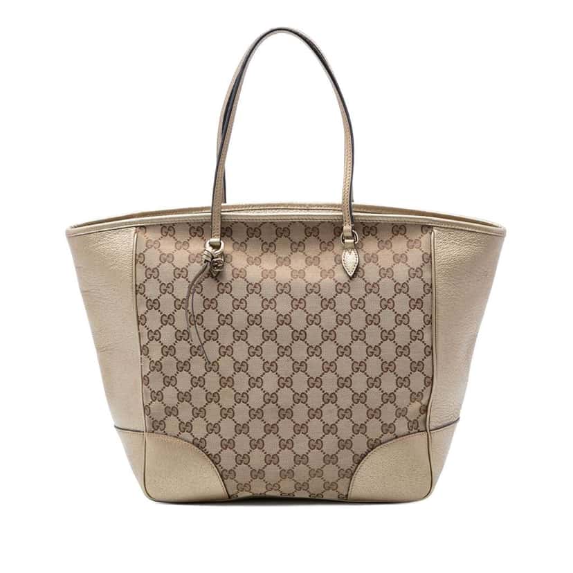 Gucci GG Canvas and Leather Bree Tote Beige Leather Good condition - Front View