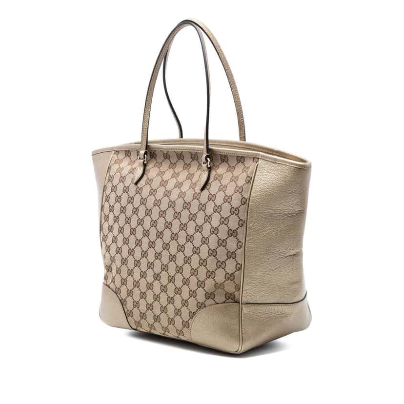 Gucci GG Canvas and Leather Bree Tote Beige Leather Good condition - Back View