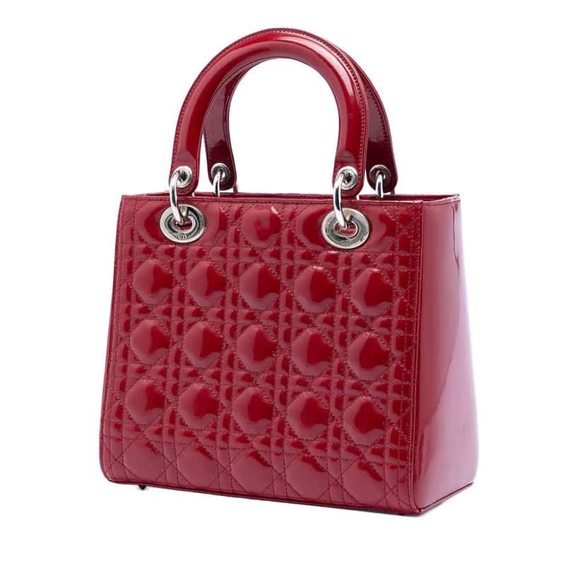 Dior Medium Patent Cannage Lady Dior Red Leather Very good condition - Back View