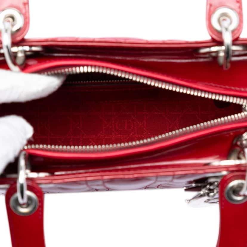 Dior Medium Patent Cannage Lady Dior Red Leather Very good condition - Model View
