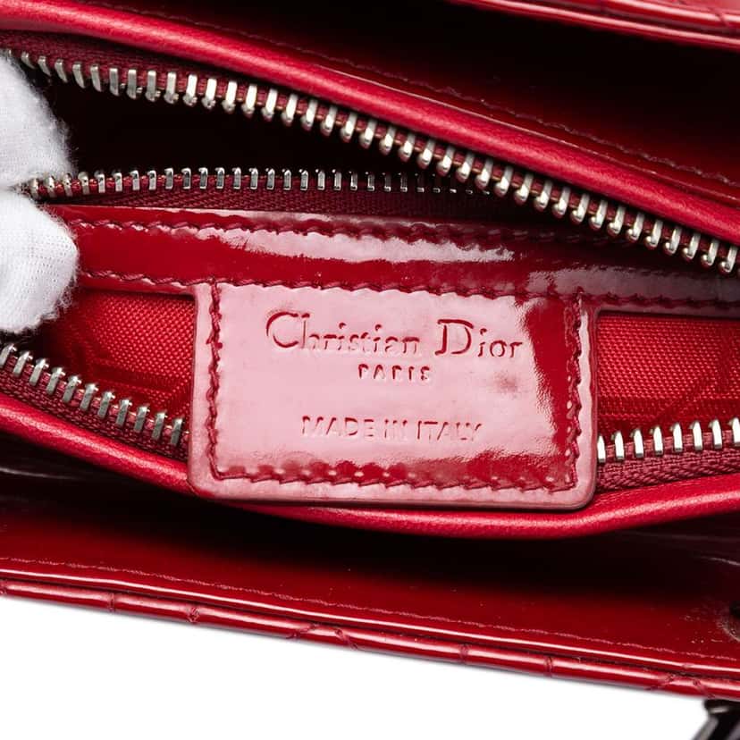 Dior Medium Patent Cannage Lady Dior Red Leather Very good condition - Box View