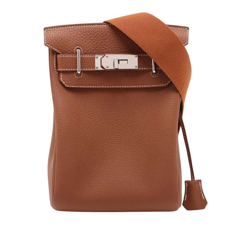 Hermès Togo Kelly Hac A Dos PM Brown Leather Very good condition - Front View