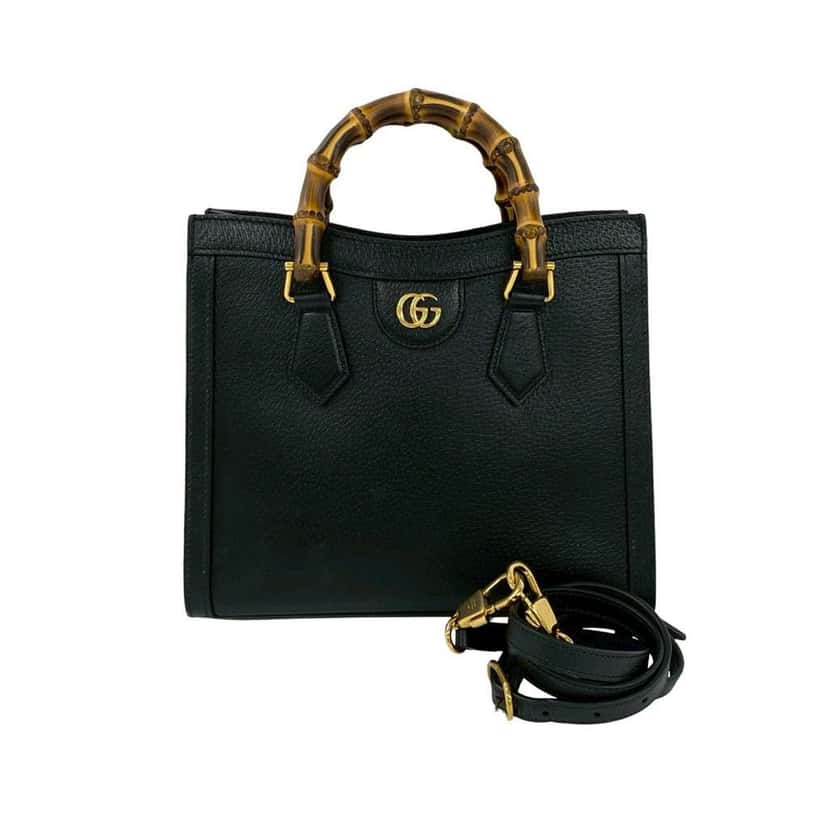 Gucci Medium Leather Bamboo Diana Satchel Black Leather Very good condition - Front View