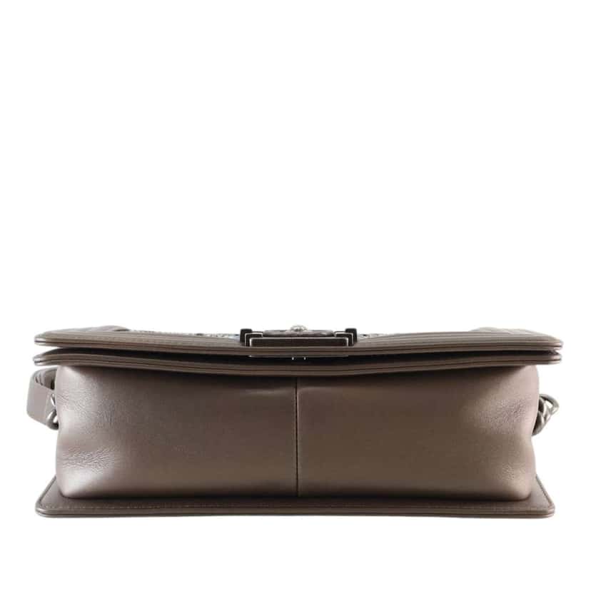 Chanel Old Medium Metallic Goatskin Crystal Boy Flap Brown Leather Very good condition - Inside View