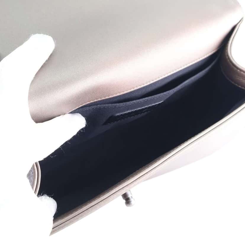 Chanel Old Medium Metallic Goatskin Crystal Boy Flap Brown Leather Very good condition - Model View