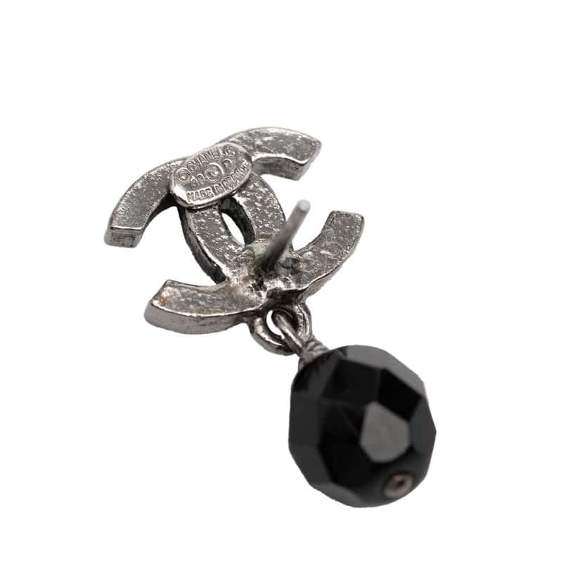 Chanel CC Brass Beaded Swing Push Back Earrings Silver Brass Very good condition - Inside View