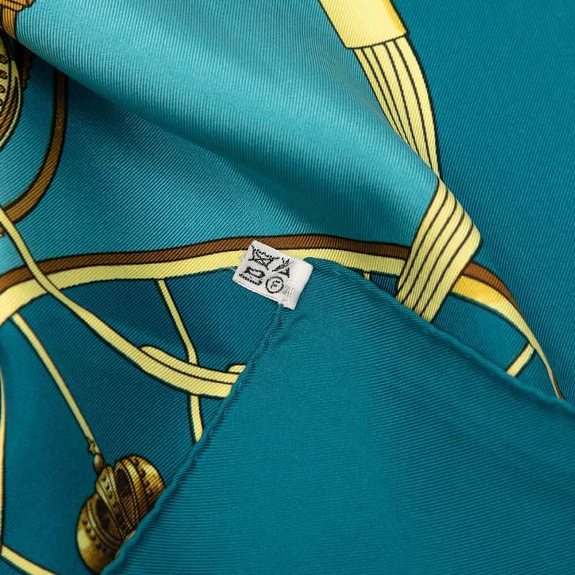 Hermès Springs Silk Scarf 90 Blue Silk Very good condition - Inside View