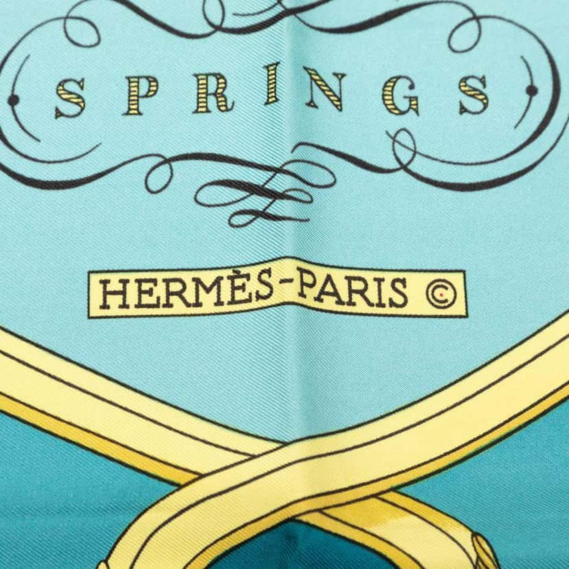 Hermès Springs Silk Scarf 90 Blue Silk Very good condition - Box View