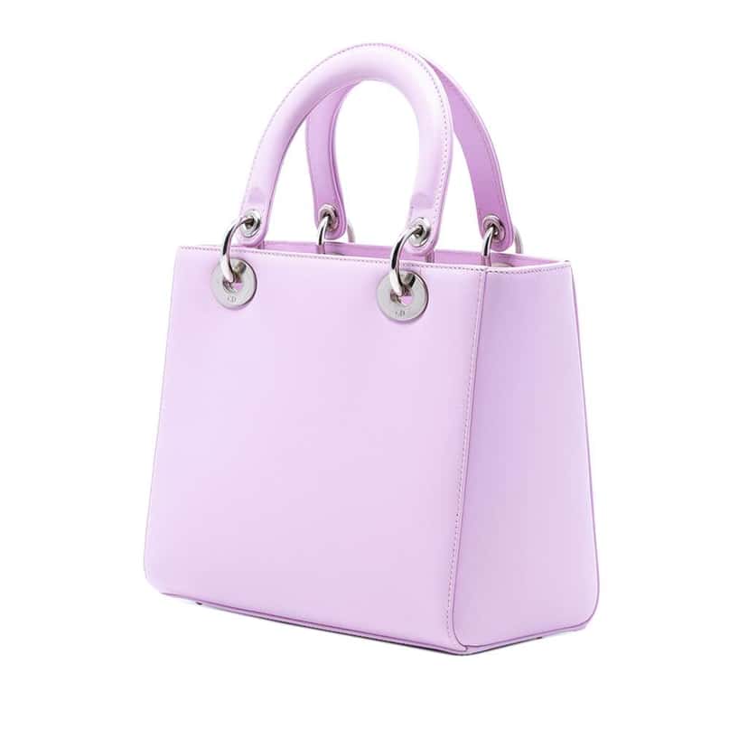 Dior Medium Calfskin Pockets Lady Dior Purple Leather Very good condition - Back View