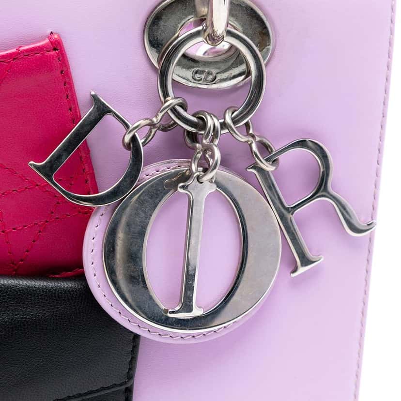 Dior Medium Calfskin Pockets Lady Dior Purple Leather Very good condition - Box View