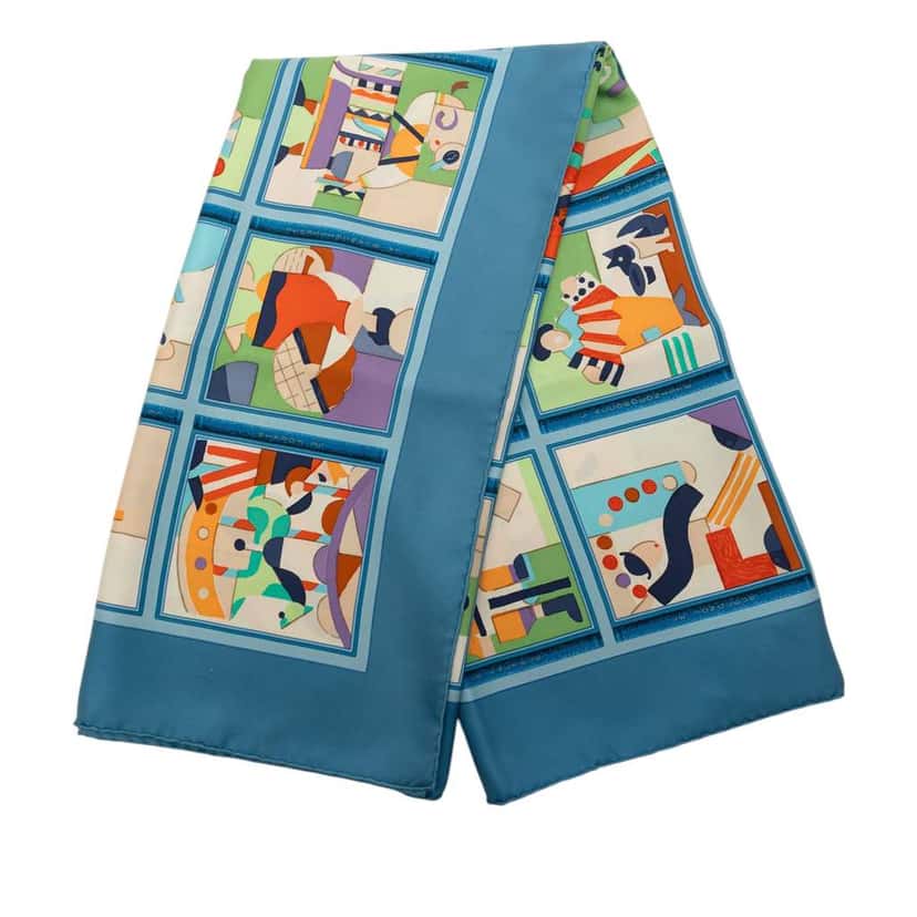 Hermès Les Petits Metiers De Paris Silk Scarf 90 Blue Silk Very good condition - Front View
