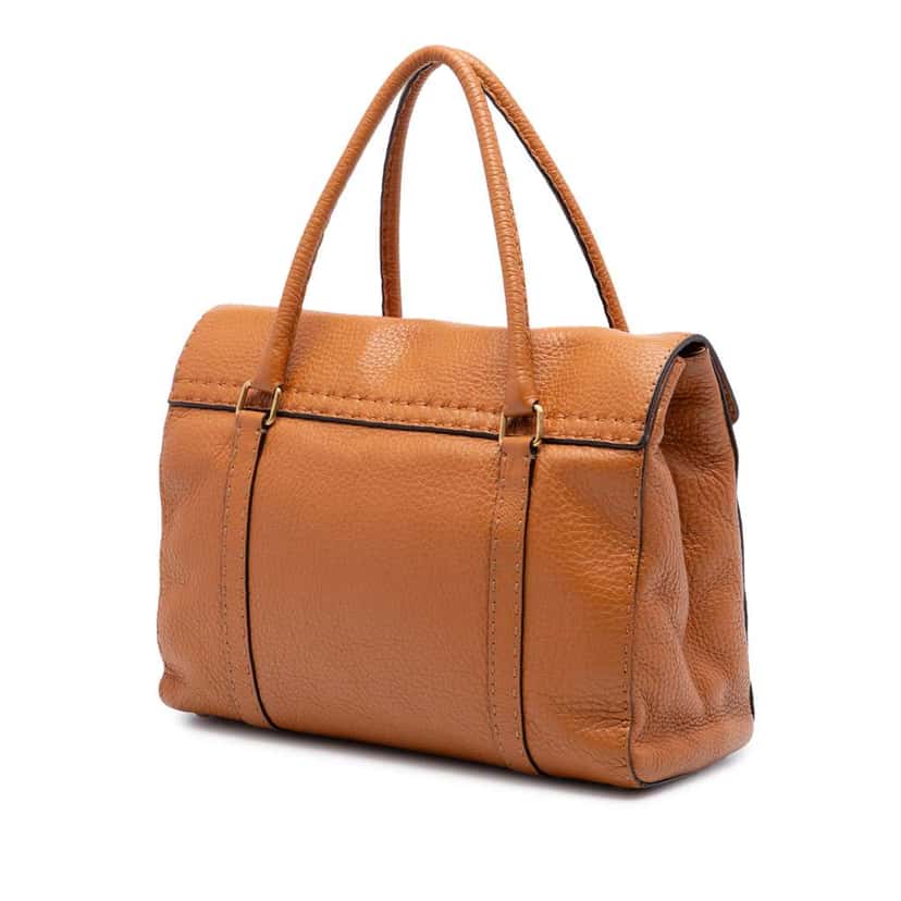 Fendi Large Leather Selleria Linda Handbag Brown Leather Very good condition - Back View