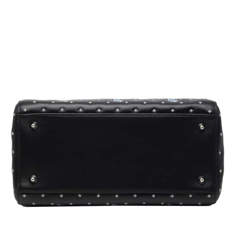 Dior Medium Calfskin Embroidered Flower Lady Dior Black Leather Very good condition - Inside View