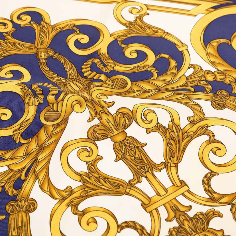 Hermès Les Tuileries Silk Scarf 90 Blue Silk Very good condition - Inside View