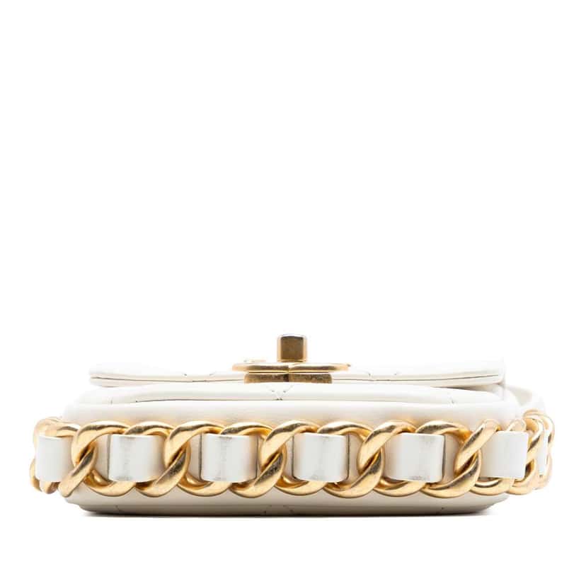 Chanel Mini Quilted Calfskin Framing Chain Flap White Leather Very good condition - Inside View