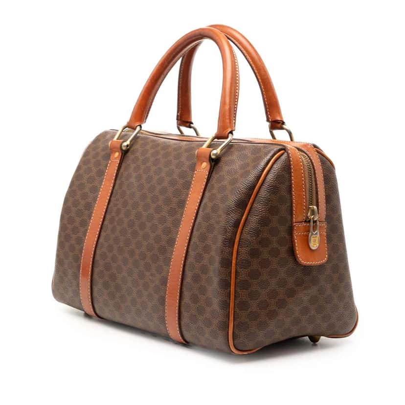 Celine Macadam Coated Canvas Boston Bag Brown Canvas Very good condition - Back View