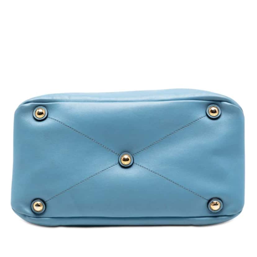 Miu Miu Vitello Soft Leather Top Handle Bag Blue Leather Very good condition - Inside View