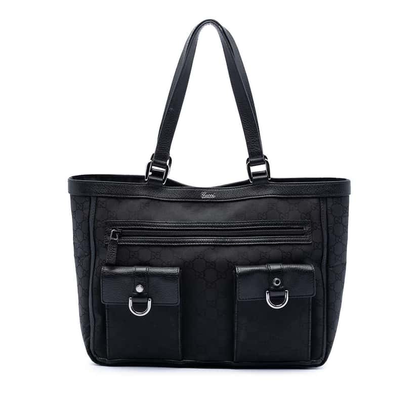 Gucci GG Nylon Abbey D Ring Pocket Tote Black Very good condition - Front View