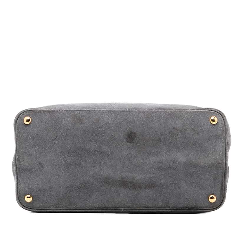 Prada Medium Scamosciato Double Satchel Grey Leather Very good condition - Inside View