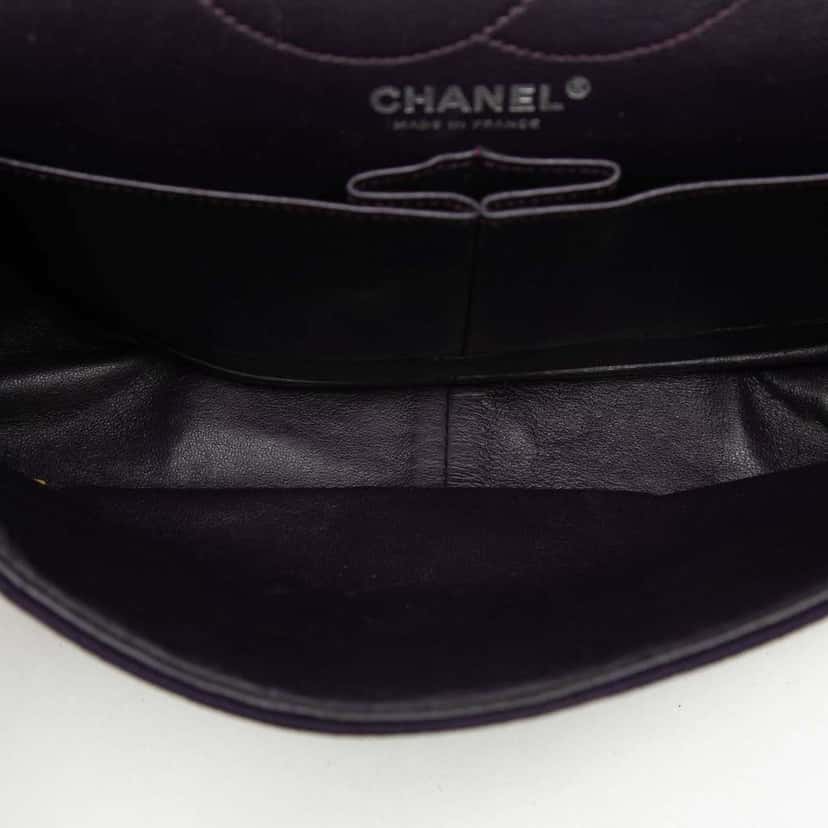 Chanel Quilted Jersey Reissue 2.55 Double Flap 226 Purple Cotton Good condition - Model View