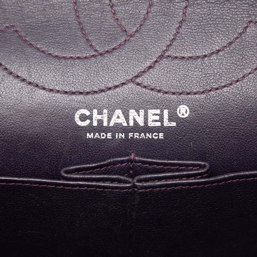 Chanel Quilted Jersey Reissue 2.55 Double Flap 226 Purple Cotton Good condition - Box View