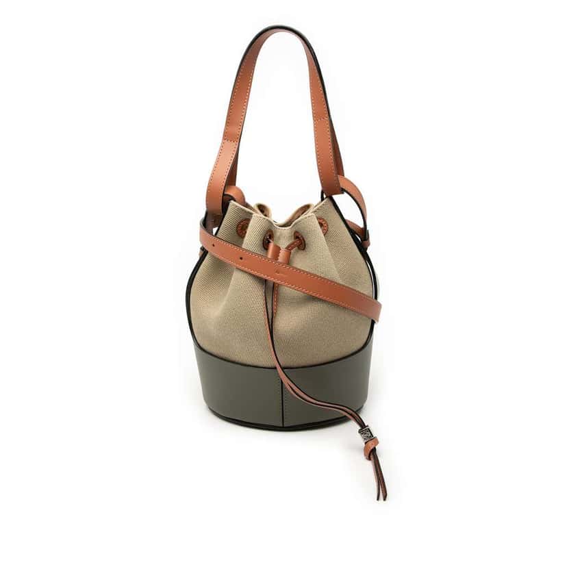 Loewe Small Canvas and Leather Balloon Bucket Bag Brown Canvas Very good condition - Front View