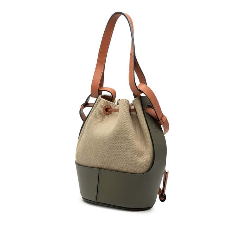 Loewe Small Canvas and Leather Balloon Bucket Bag Brown Canvas Very good condition - Back View