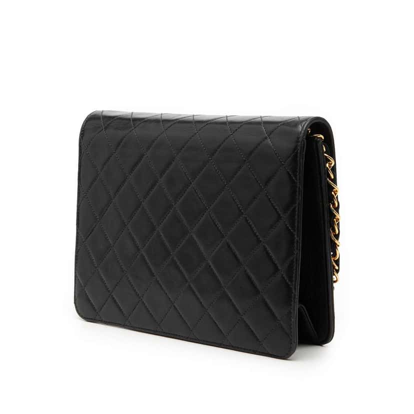 Chanel Small CC Quilted Lambskin Single Flap Black Leather Very good condition - Back View