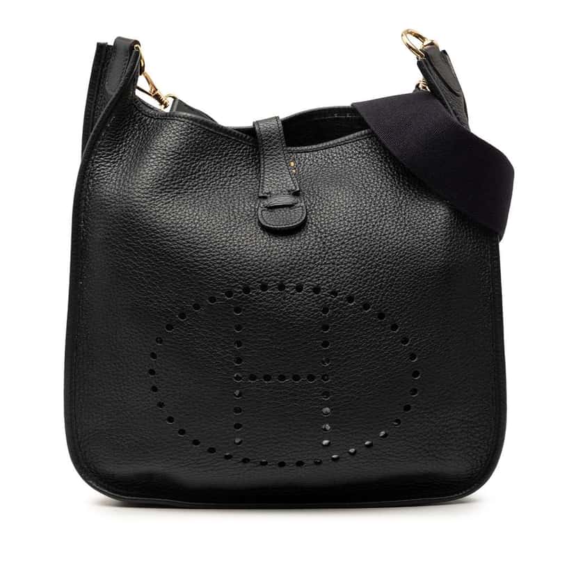 Hermès Clemence Evelyne I PM Black Leather Very good condition - Front View