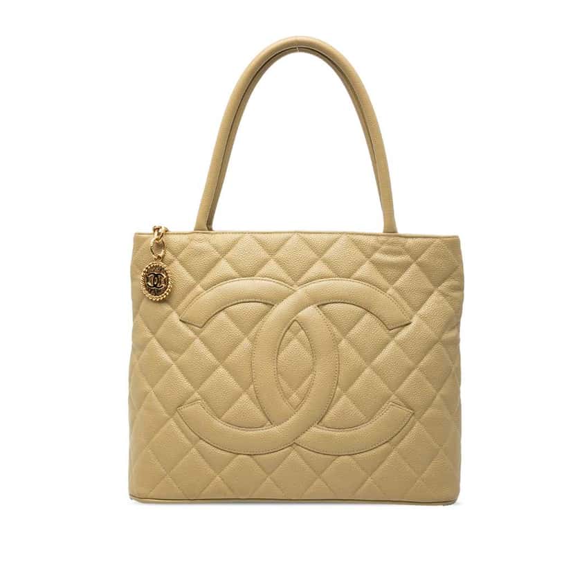 Chanel Caviar Medallion Tote Beige Leather Very good condition - Front View