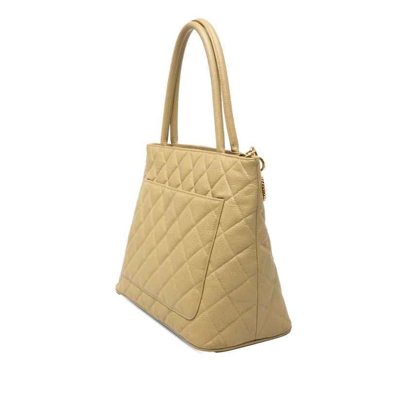 Chanel Caviar Medallion Tote Beige Leather Very good condition - Back View