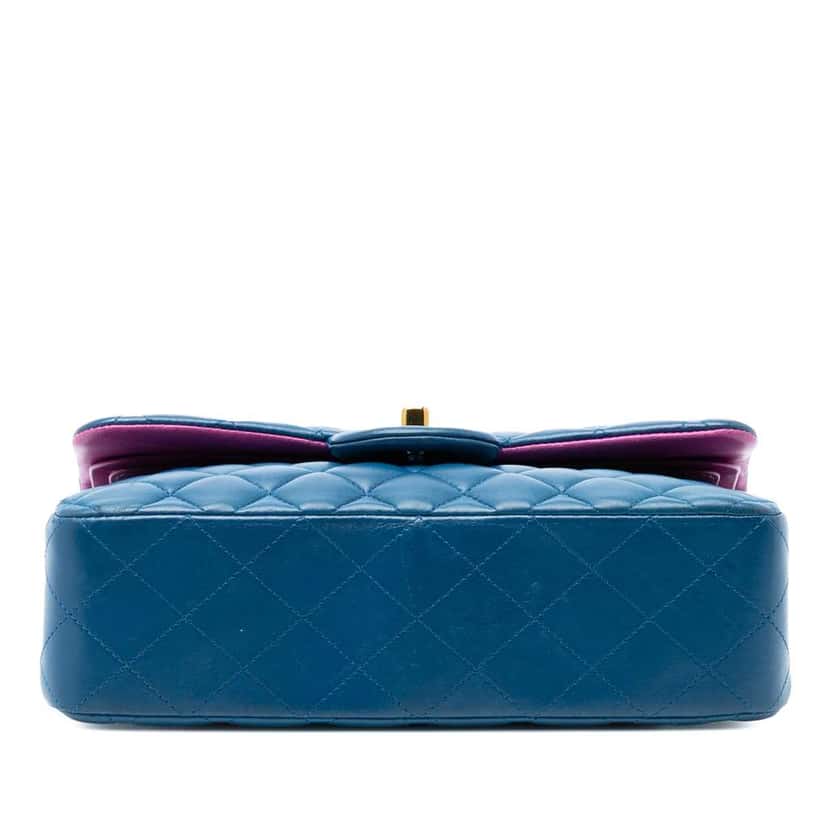 Chanel Small Classic Lambskin Rainbow Hardware Double Flap Blue Leather Very good condition - Inside View