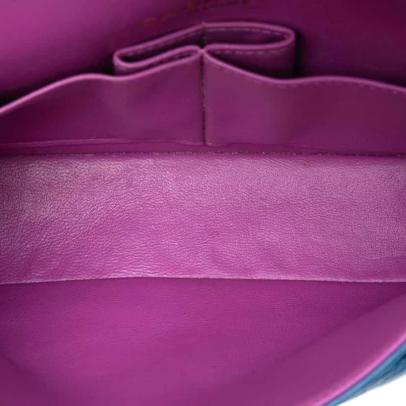 Chanel Small Classic Lambskin Rainbow Hardware Double Flap Blue Leather Very good condition - Model View