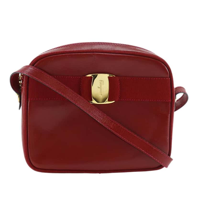 Salvatore Ferragamo Leather Vara Bow Crossbody Red Leather Very good condition - Front View