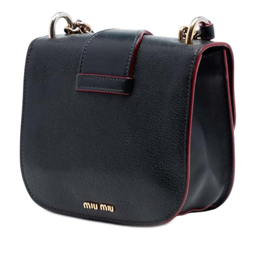 Miu Miu Goatskin Madras Satchel Black Leather Very good condition - Back View